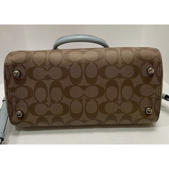 Coach Rowan Satchel Authentic F83607 and Matching Wallet Khaki & Pale Blue - Picture 8 of 14